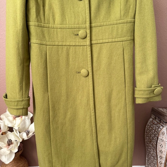 J. Crew 100% Wool Olive Coat with Plum Details and Scarf - Picture 6 of 16